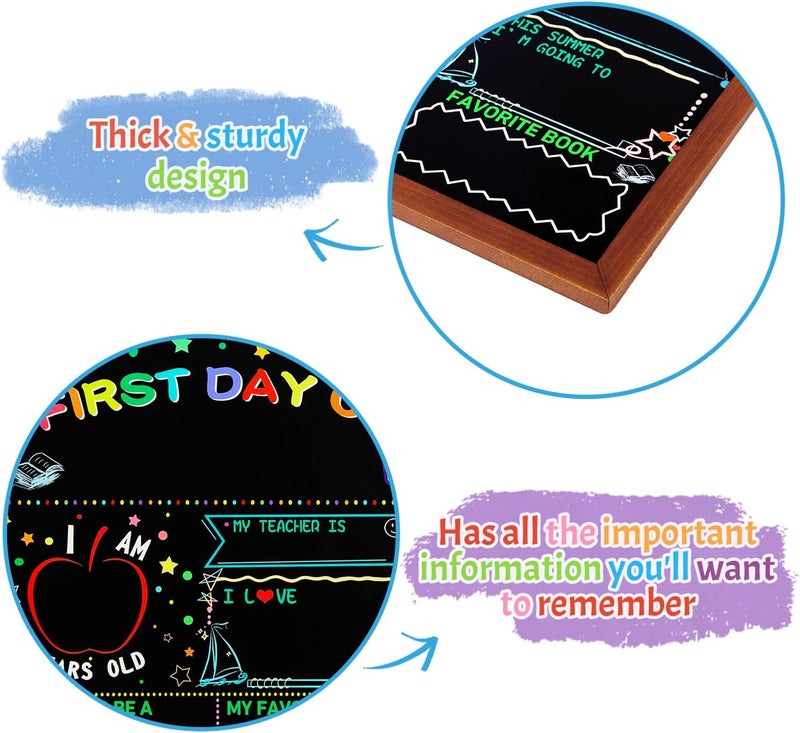 multiwins First and Last Day of School Double Sided Sign with Frame- 14”x11” Reusable Dry Erase Board - Back to School Supplies for Kindergarten Preschool - Image 5
